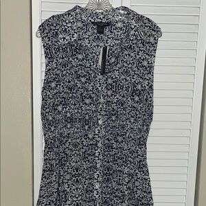 Black and White Patterned Sleeveless Dress